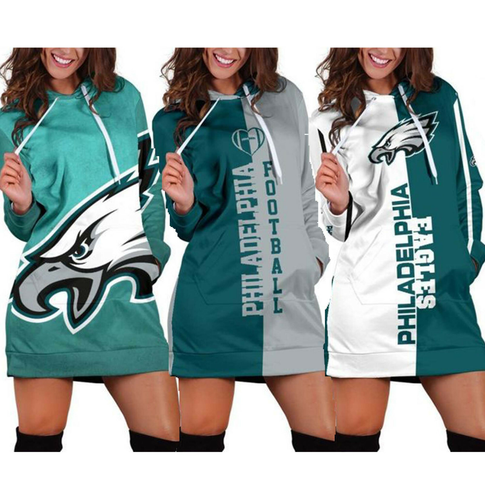 Philadelphia Eagles Hoodie Dress Mini Dress Pullover Jumper Women Sweatshirt  | eBay