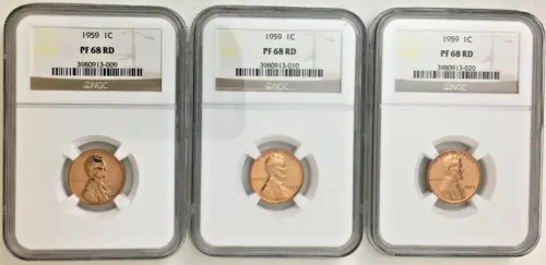 (3 lot) *1959 NGC PF 68 RD 1c USA*