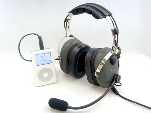 SL-900M grau SkyLite Aviation Pilot MP3 Headset mit Gel, GA Dual Stecker + kostenlose Tasche - Bild 2 von 7
