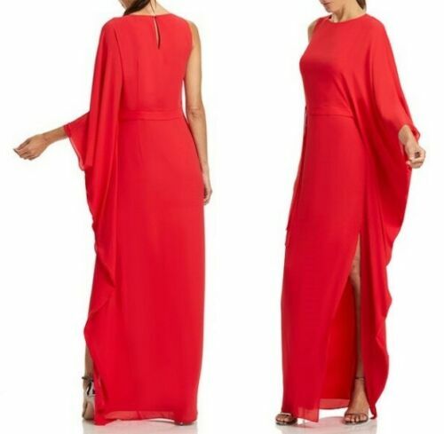HALSTON One Side Draped Crepe-de-Chine 