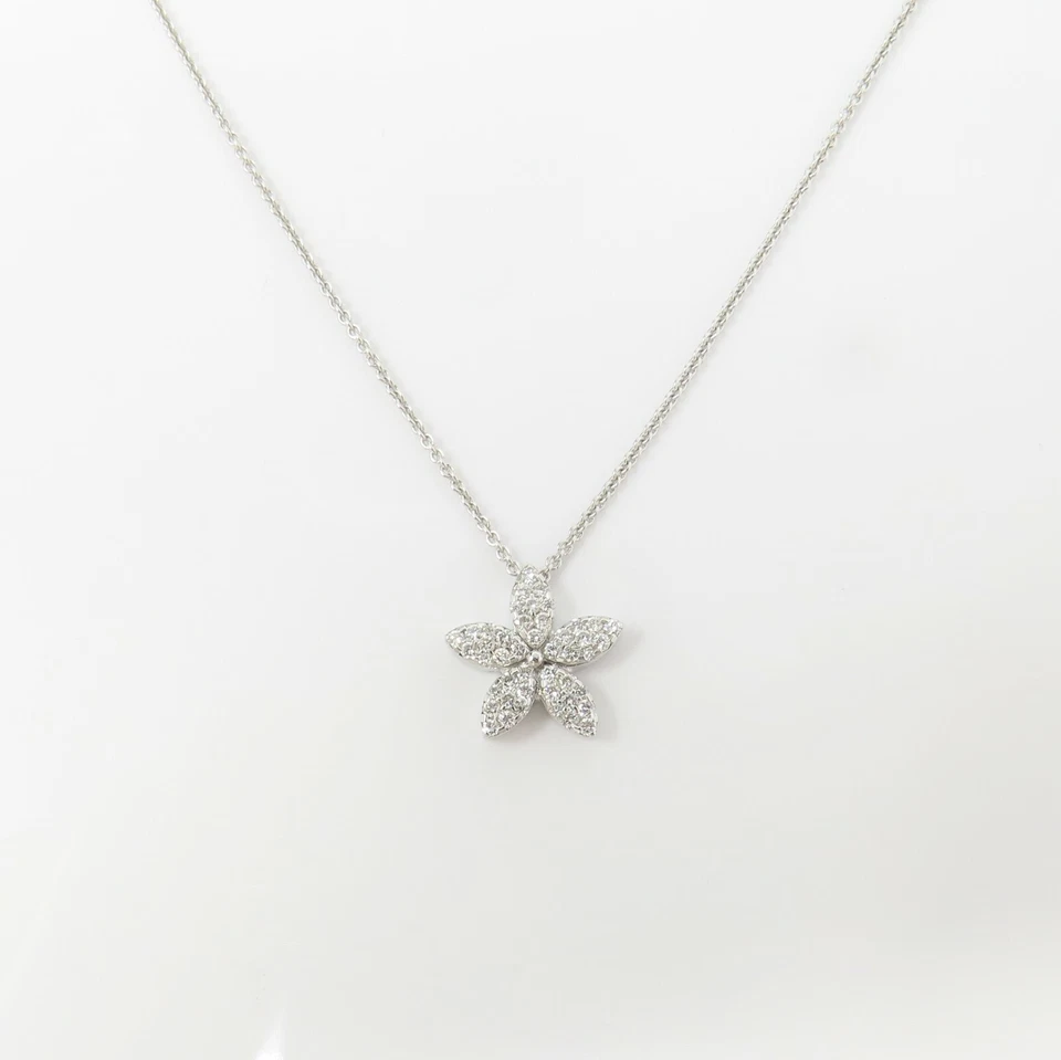 NYJEWEL Chimento 18k White Gold Floral Diamond Pendant Necklace 15"+3" - Image 3 of 4