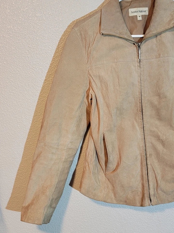 boston harbour кожаная куртка-бомбер женская средняя длина полный воротник на молнии - Изображение 2 из 4