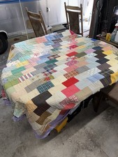 vintage Heavy handmade patchwork Quilt 72 X 84 With Defects See Pictures