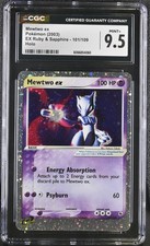 CGC 9.5 MINT+ Mewtwo ex 2003 EX Ruby & Sapphire 101/109 Holo Pokemon Card