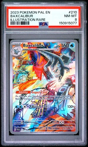 2023 POKEMON PAL EN-PALDEA EVOLVED ILLUSTRATION RARE #210 BAXCALIBUR PSA 8
