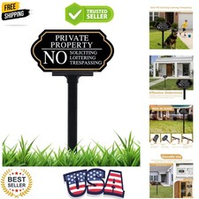 Private Property No Trespassing Sign with Stake, No Soliciting Sign for House...