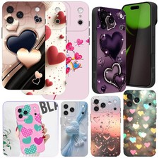 Girls Heart Pattern Silicone Cover Phone Case For iPhone 17 16 Plus 15 Pro 13 14