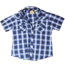 Wrangler Western Shirts Men's Plaid Snap Button Short Sleeve Shirt XL