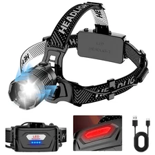 25000LM Super Bright LED Zoomable Headlamp USB Rechargeable Headlight Head Torch