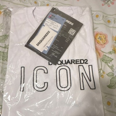 Dsquared2 White Men's ICON Graphic Logo Crew Neck Cotton Short Sleeve T-Shirt