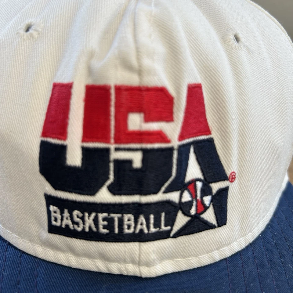 Vintage Team USA Basketball Snapback Hat White Cap OSFM Olympics Dream Team VGC - Image 2 of 4