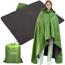 Hooded Stadium Blanket, 79x56'' Waterproof Windproof Outdoor Fleece Blanket