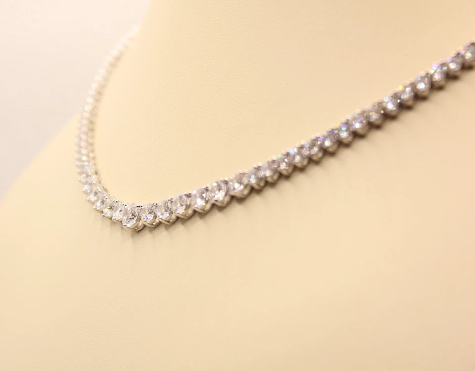 COLLANA ARGENTO TENNIS ZIRCONI BIANCHI A SCALARE MM 3 MM 4 MM 5 RODIATA EXPLOIT - Immagine 3 di 4