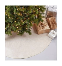 Fennco Styles Gold Piping Design Decorative Christmas Tree Skirt 84 Inch Roun...