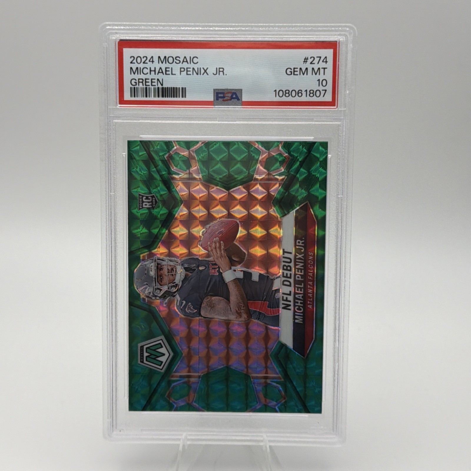 2024 Panini Mosaic - NFL Debut Green Mosaic Michael Penix Jr. #378 (RC) PSA 10