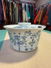 Vintage Figgjo Norway Lotte Flint Turi Blue Design Round Covered Server Dish Lid