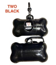 NEW BLACK 2 Pack Dog Pet Poop Bag Dispenser Holder Bags Clip - FAST SHIP USA
