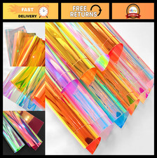 10 Pcs Holographic Clear PVC Vinyl Sheets - A4 Iridescent Waterproof Craft Film
