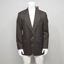 Oscar De La Renta Wool Sport Coat Men 42L Brown Houndstooth Blazer Ivy Preppy