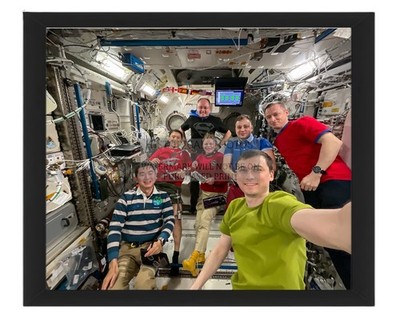 EXPEDITION 73 CREW GROUP SELFIE ABOARD ISS 8X10 FRAMED PHOTO