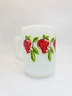 Vintage Strawberry Fire King By Anchor Hocking Milkglass Mug 4" Milk Glass