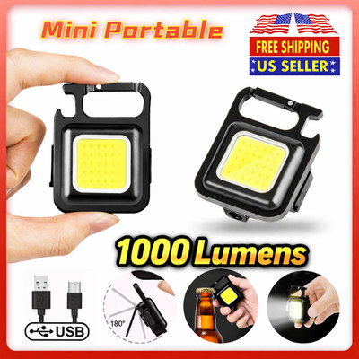 1000 Lumens Mini COB Flashlights Bright Rechargeable Keychain Small Flashlight