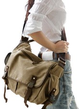  Upgraded Vintage Canvas Messenger Bag 13 15.6 17 inches Large Book Laptop S...