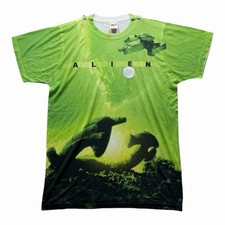 Alien Movie Full Print Logo Vision Green T Shirt Size L New Made In USA
