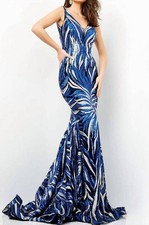 Jovani Long Sequin Gown Navy/silver