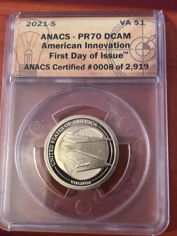  2021S ANACS Certified PR70 DCAM American Innovation 1$ 4 Coins FDOI  - Image 3 of 4