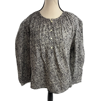Universal Thread Womens Floral Blouse Long Sleeve Quarter Button XS