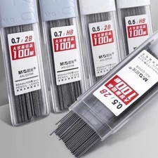 100pcs Box 0.5/0.7mm HB/2B Black Mechanical Pencil Lead Refills Tube Case UK