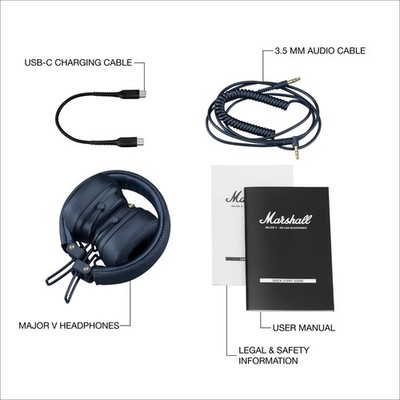 Marshall Major V On-Ear Wireless Bluetooth Headphones (Midnight