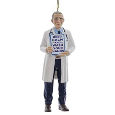 New Kurt Adler Doctor Anthony Fauci Front Line Heroes Keep Calm Ornament E0520