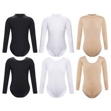 Mädchen Turnbody Langarmbody Kinder Rundhals Gymnastikbody Langarm Shirt Ballett