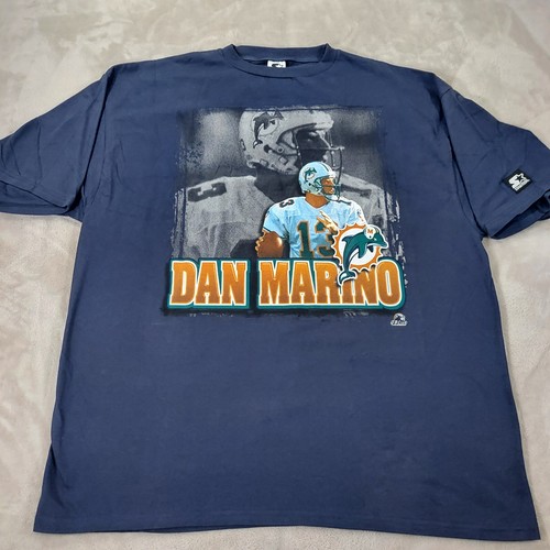 T-shirt maglietta starter vintage Dan Marino XXL Miami Dolphins calcio Y2K blu scuro