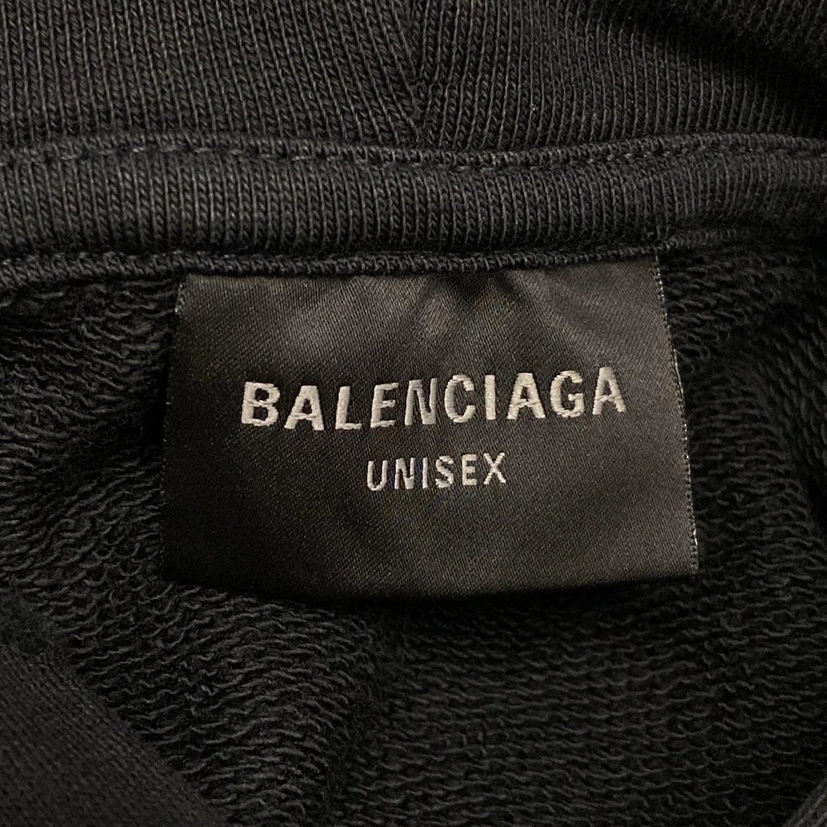 Felpa con cappuccio pullover danneggiata ricamo logo BALENCIAGA originale 742603 TOVF3 nero 