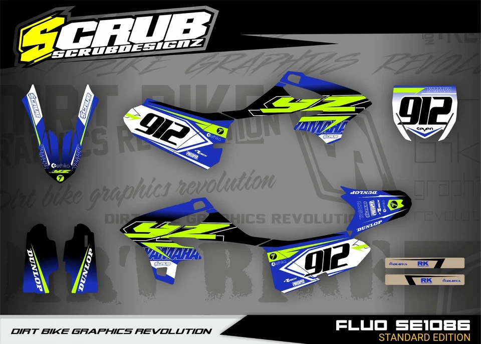 Plásticos + Gráficos Yamaha YZ 85 2022-2026 Fluo + Número de carrera personalizado Foto 4 de 4