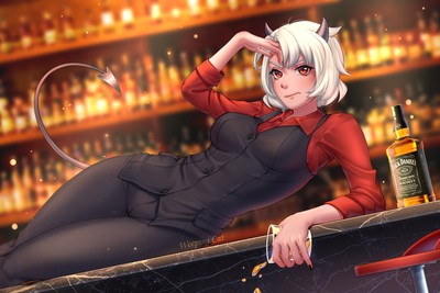 Anime girls jack daniels helltaker malina suits playmat gaming mat