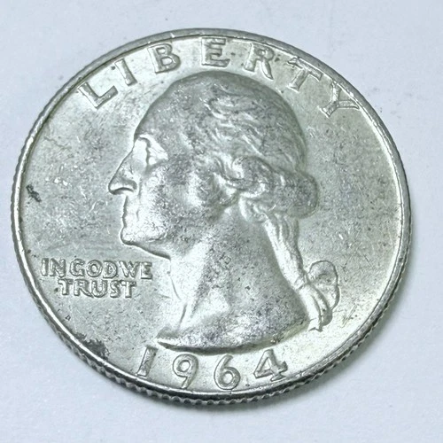 1964 D  SILVER WASHINGTON QUARTER  90% SILVER CIRCULATED COIN FREE SHIP #7588