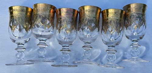 RARE SIZE - 6 Neiman Marcus Arte Italica Medici 24K Gold Glasses 2.5 oz Liqueur