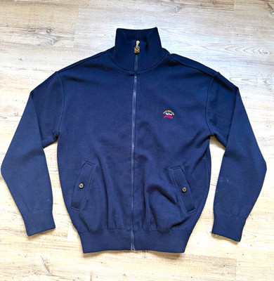 Paul & Shark Herren Strickjacke Feinstrick blau mit Reißverschluss XXL