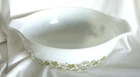 Pyrex #443 Cinderella Crazy Daisy 2 1/2 quart white mixing bowl green flowers