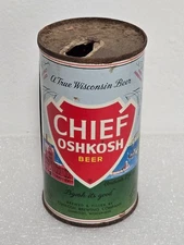 Vintage Chief Oshkosh Juice Tab Leisurely Aged Straight Steel Beer Can