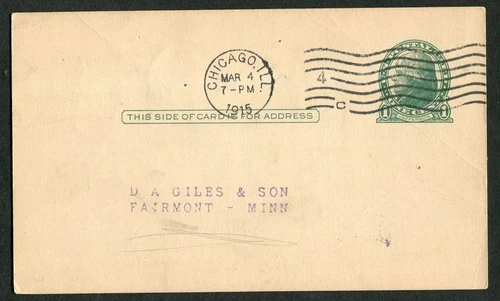 1915 Chicago Tribune Billing Postal Card Fairmont MN Newspaper History 1c Rate