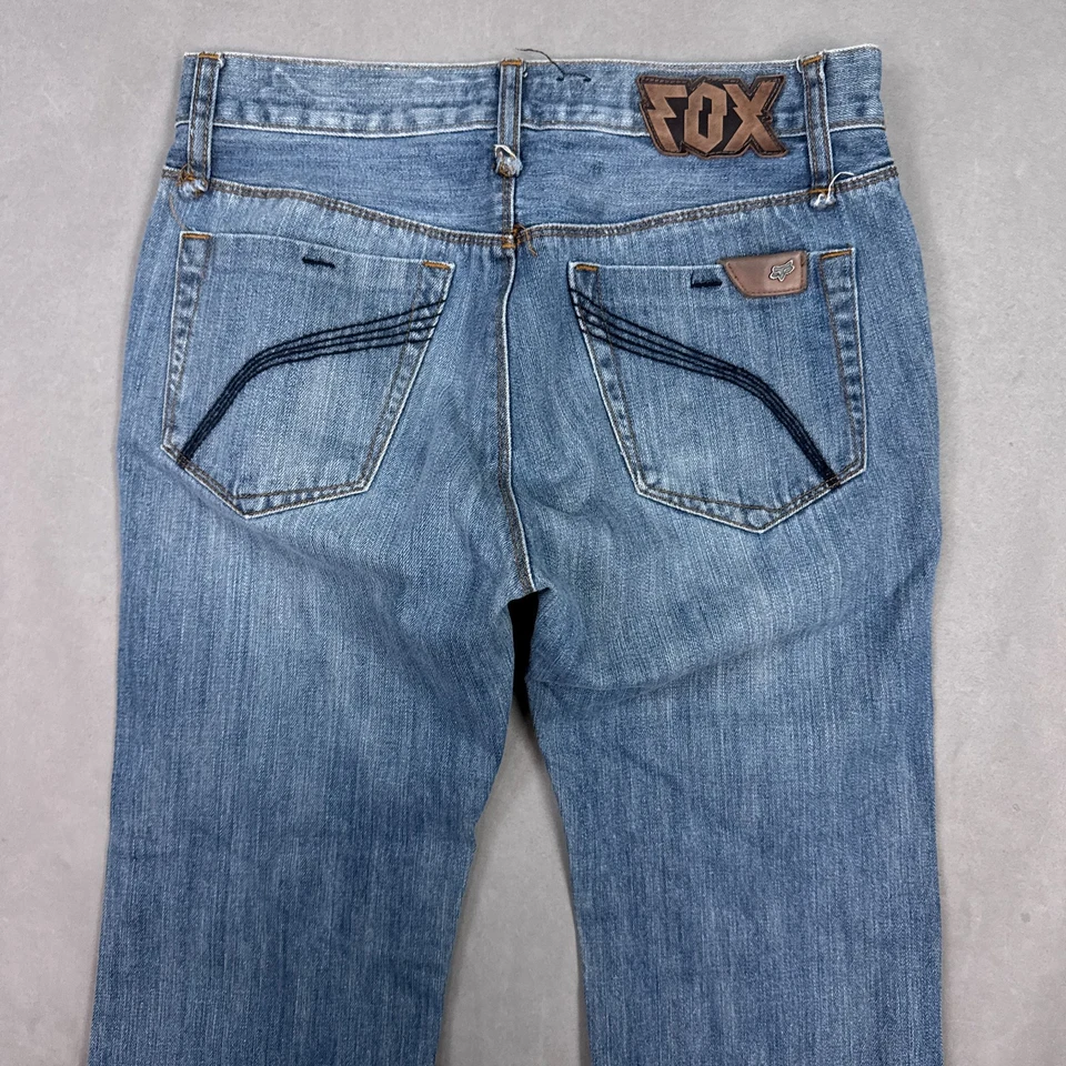 Fox Racing Jeans Mens 30x32 Blue Denim Pants Distressed Streetwear Skater Faded - Image 4 of 4