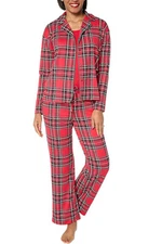 MUK LUKS Women's Dream Cloud Notch Collar Pajama Set Royal Plaid
