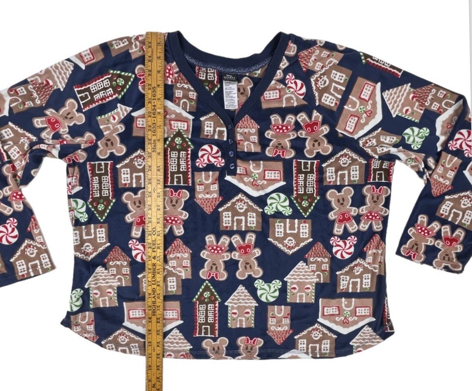 Disney Pajamas Womens Plus 2224 Mickey Minnie Mouse Gingerbread PJ Set