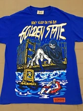 BRAND x GOLDEN STATE Don't Sleep On The Bay Graphic Blue T-Shirt / Size MEDIUM