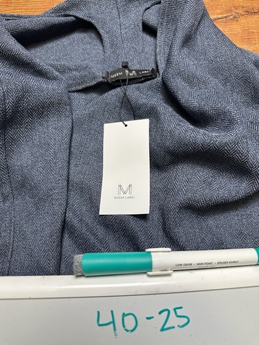 Meem The Label Wrap Top Womens XL Blue Herringbone Shawl Cover Minimal Modern - Picture 14 of 14